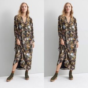 Anthropologie XS Blair Green Shimmer Long Sleeve Maxi Dress